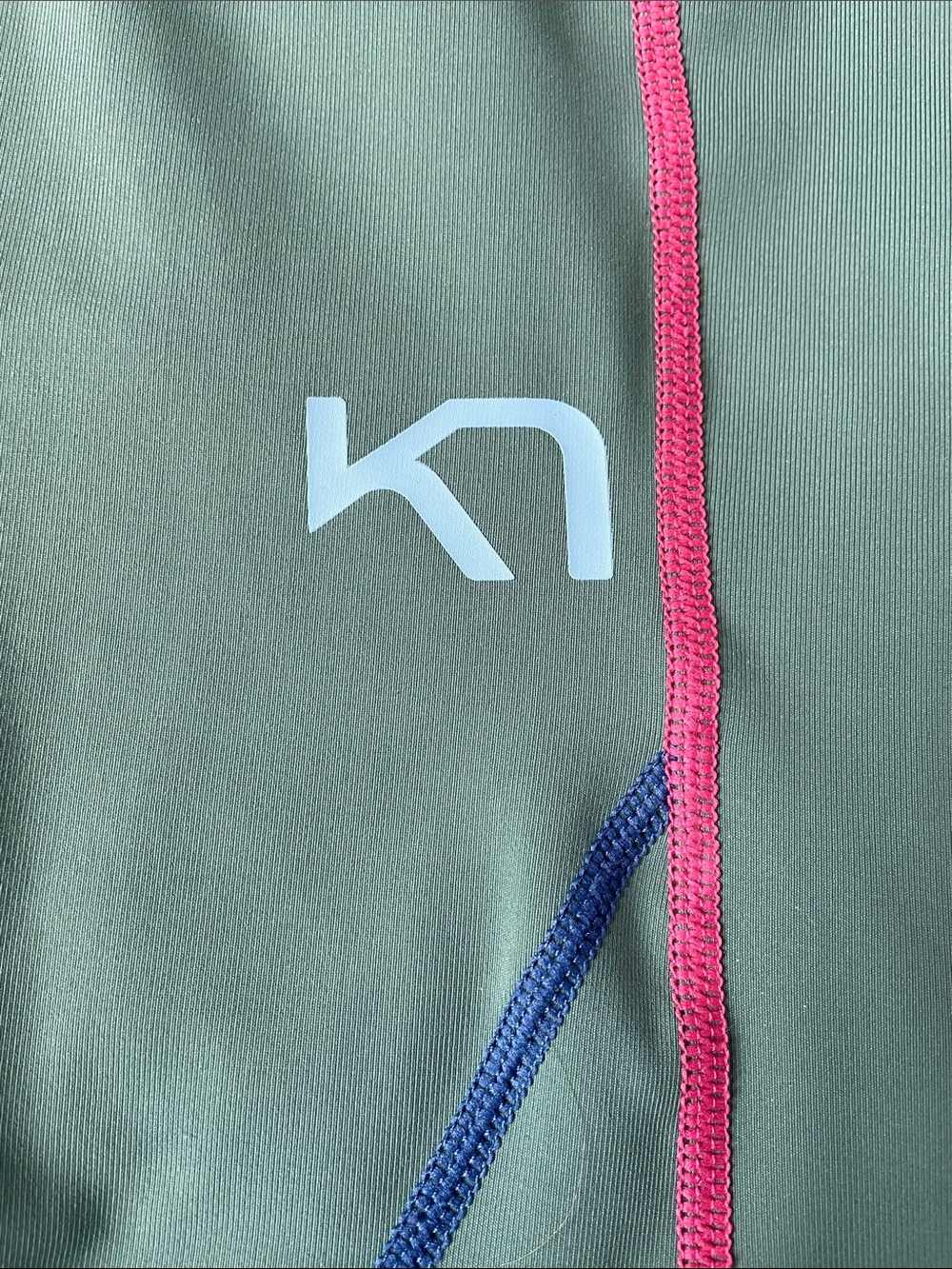 NWOT Kari Traa Green Leggings with Pink, Yellow & Blue Trim. Size Medium. - Picture 4 of 8